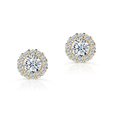 Zlaté dámské náušnice DF 3704, briliantové, žluté zlato