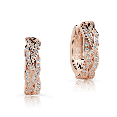 Zlaté dámské náušnice DF 3331, briliantové, růžové zlato