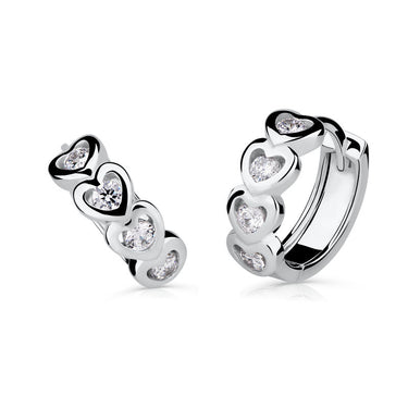 Dámské náušnice Danfil srdíčka C5026 z bílého zlata s kamínky White
