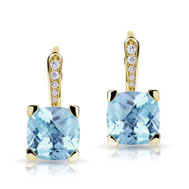 Zlaté dámské náušnice DF 5167, topaz blue, žluté zlato