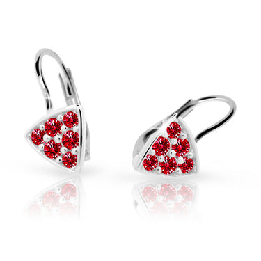 Dětské náušnice Danfil C2207 z bílého zlata s kamínky Ruby Dark, zapínání klapka