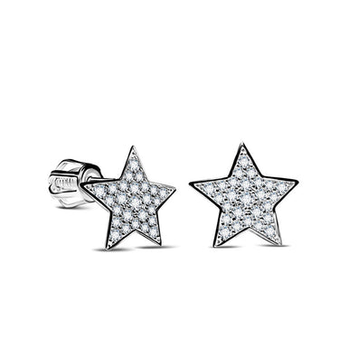 Dámské náušnice Danfil hvězdičky C5425 z bílého zlata se zirkony White, zapínání balónek