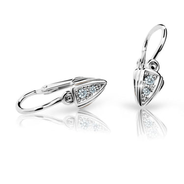 Dětské náušnice Danfil C1899 z bílého zlata s kamínky White, zapínání brizura