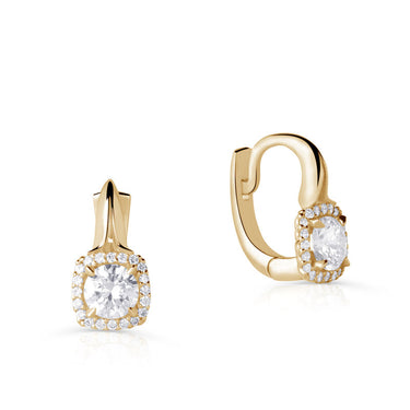 Zlaté dámské náušnice DF 5544, briliantové, žluté zlato