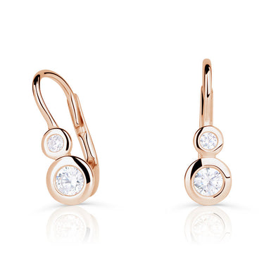 Zlaté dámské náušnice DF 3826, briliantové, růžové zlato