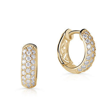 Zlaté dámské náušnice DF 4059, briliantové, žluté zlato