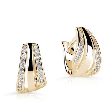 Zlaté dámské náušnice DF 5602, briliantové, žluté zlato