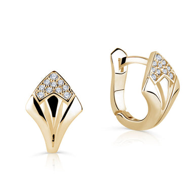 Zlaté dámské náušnice DF 5601, briliantové, žluté zlato