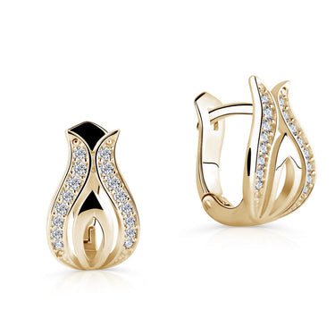 Zlaté dámské náušnice DF 5585, briliantové, žluté zlato