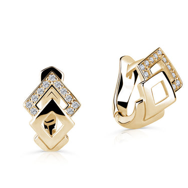 Zlaté dámské náušnice DF 5583, briliantové, žluté zlato