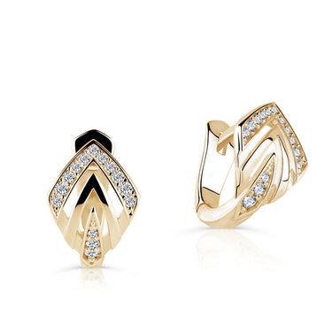 Zlaté dámské náušnice DF 5582, briliantové, žluté zlato