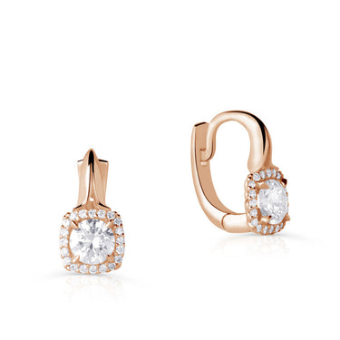 Zlaté dámské náušnice DF 5544, briliantové, růžové zlato
