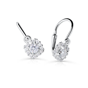 Dětské náušnice Danfil C5542 z bílého zlata s kamínky White, zapínání brizura