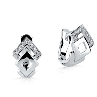 Zlaté dámské náušnice DF 5583, briliantové, bílé zlato