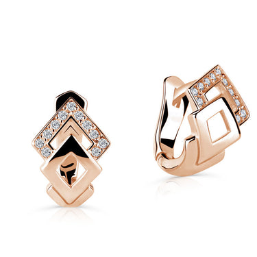 Zlaté dámské náušnice DF 5583, briliantové, růžové zlato