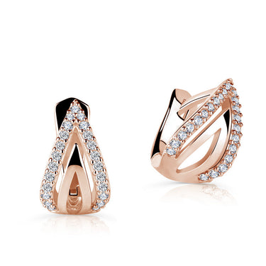 Zlaté dámské náušnice DF 5584, briliantové, růžové zlato
