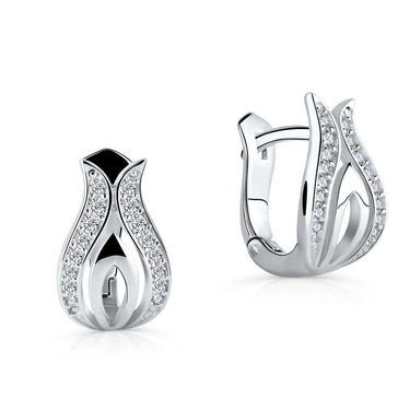 Zlaté dámské náušnice DF 5585, briliantové, bílé zlato