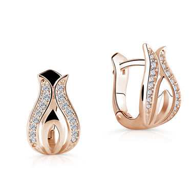 Zlaté dámské náušnice DF 5585, briliantové, růžové zlato