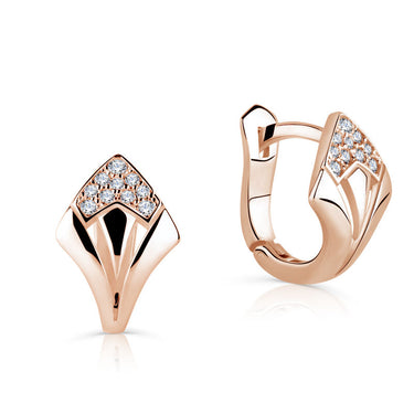 Zlaté dámské náušnice DF 5601, briliantové, růžové zlato