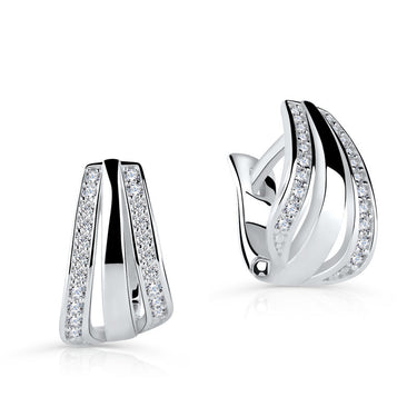 Zlaté dámské náušnice DF 5602, briliantové, bílé zlato