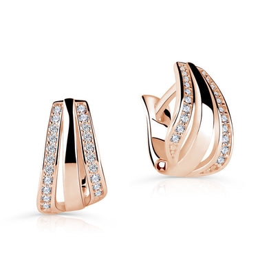 Zlaté dámské náušnice DF 5602, briliantové, růžové zlato