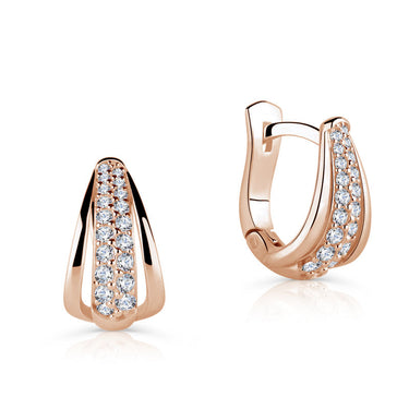 Zlaté dámské náušnice DF 5603, briliantové, růžové zlato