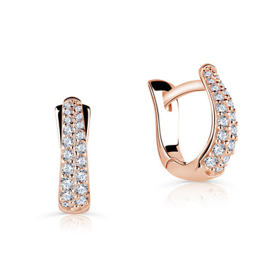 Zlaté dámské náušnice DF 5604, briliantové, růžové zlato