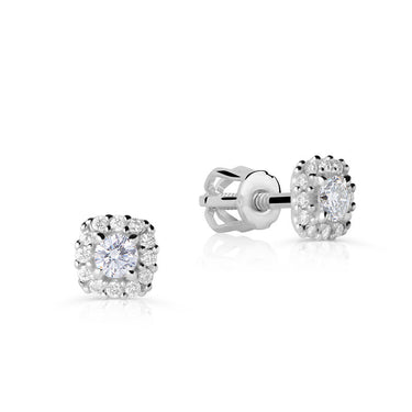 Dětské náušnice Danfil C5542 z bílého zlata s kamínky White, zapínání balónek