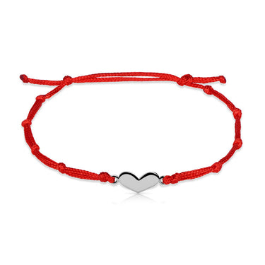 Náramek zlaté srdce s červenou šňůrkou Danfil DLB/BLL005, bílé zlato