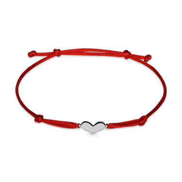Náramek zlaté srdce s červenou šňůrkou Danfil DLB/BLL006, bílé zlato