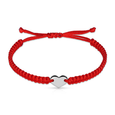 Náramek zlaté srdce s červenou šňůrkou Danfil DLB/BLL007, bílé zlato