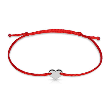 Náramek zlaté srdce s červenou šňůrkou Danfil DLB/BLL008, bílé zlato