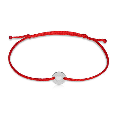 Náramek zlatá placička s červenou šňůrkou Danfil DLB/BLL010, bílé zlato