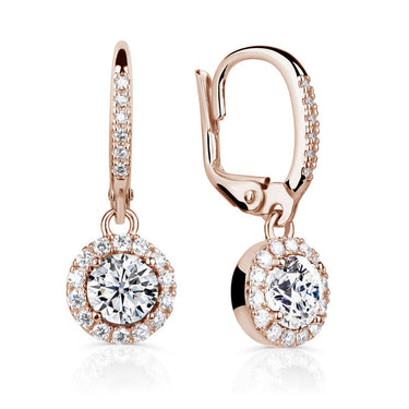 Zlaté dámské náušnice DF 3107, briliantové, růžové zlato