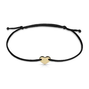 Náramek zlaté srdce s červenou šňůrkou Danfil DLB/BLL008, žluté zlato