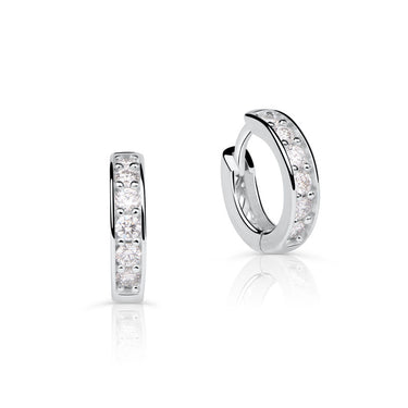 Zlaté dámské náušnice DF 4055, briliantové, bílé zlato