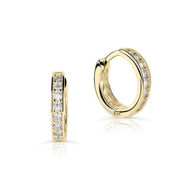 Zlaté dámské náušnice DF 4054, briliantové, žluté zlato