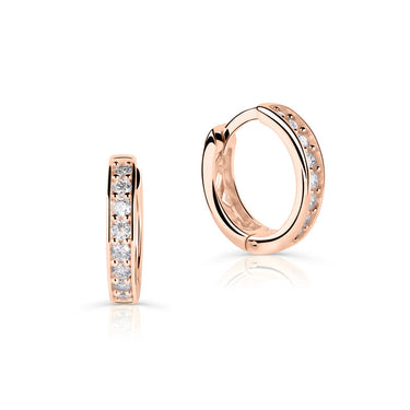 Zlaté dámské náušnice DF 4054, briliantové, růžové zlato