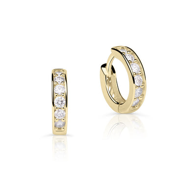 Zlaté dámské náušnice DF 4055, briliantové, žluté zlato