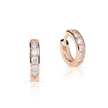 Zlaté dámské náušnice DF 4055, briliantové, růžové zlato