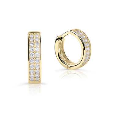 Zlaté dámské náušnice DF 4056, briliantové, žluté zlato
