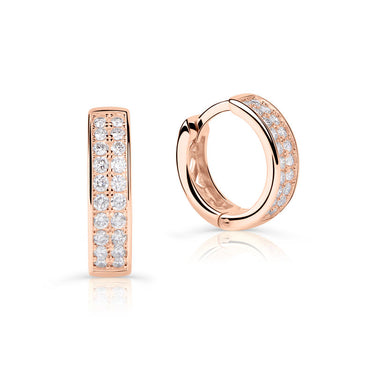 Zlaté dámské náušnice DF 4056, briliantové, růžové zlato