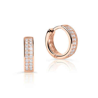 Zlaté dámské náušnice DF 4057, briliantové, růžové zlato