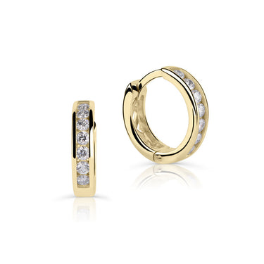 Zlaté dámské náušnice DF 4064, briliantové, žluté zlato