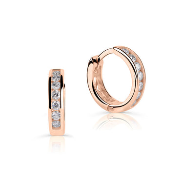 Zlaté dámské náušnice DF 4064, briliantové, růžové zlato