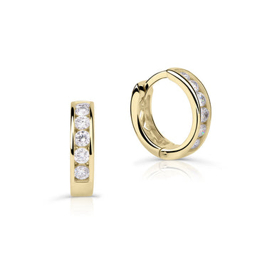 Zlaté dámské náušnice DF 4065, briliantové, žluté zlato