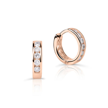 Zlaté dámské náušnice DF 4065, briliantové, růžové zlato