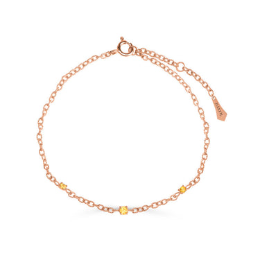 Zlatý dámský náramek DF 5724 z růžového zlata, Žlutý safír