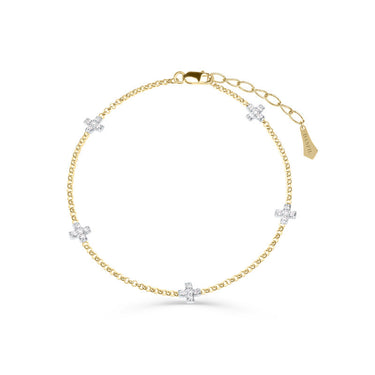 Zlatý dámský náramek DF 5823 z kombinace žlutého a bílého zlata, s diamanty