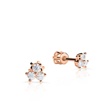 Zlaté dámské náušnice DF 5575, briliantové, růžové zlato